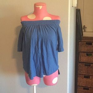 Loft Blue Off the Shoulder Blouse
